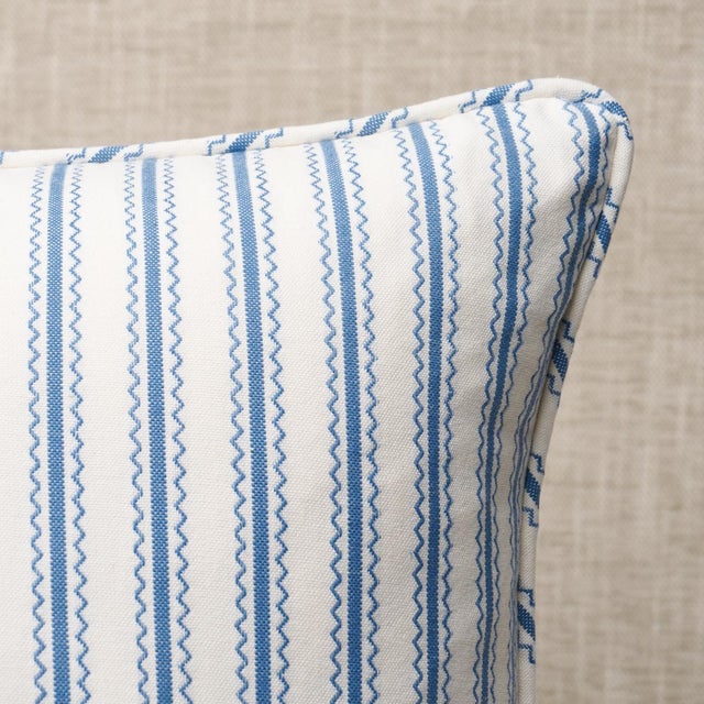 This pillow features Birdie Ticking Stripe by Mark D. Sikes for Schumacher with a self welt finish. Created by Mark D....