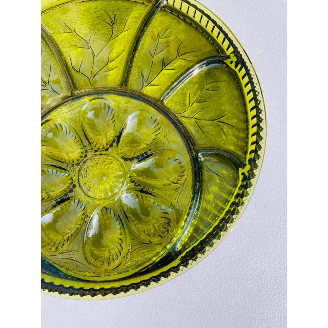 Mid 20th Century Vintage Mid Century Modern Green Glass Deviled Egg Platter For Sale - Image 5 of 12