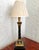 Mid 20th Century Neoclassical Black and Gold Corinthian Column Lamp With Hand Painted Florals and Pleated Shade For Sale - Image 9 of 9