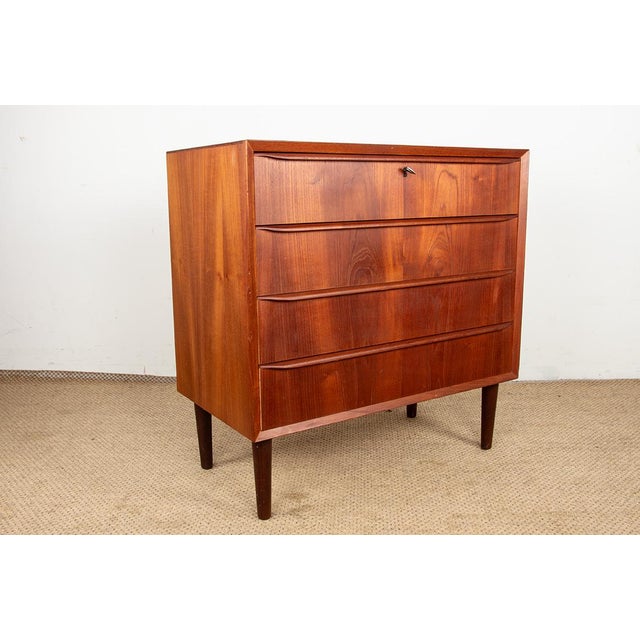 Wood Chest of 4 Drawers in Teak, Denmark, 1960s For Sale - Image 7 of 13