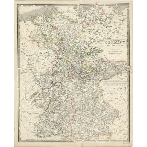 Map of West Germany, 1850 For Sale