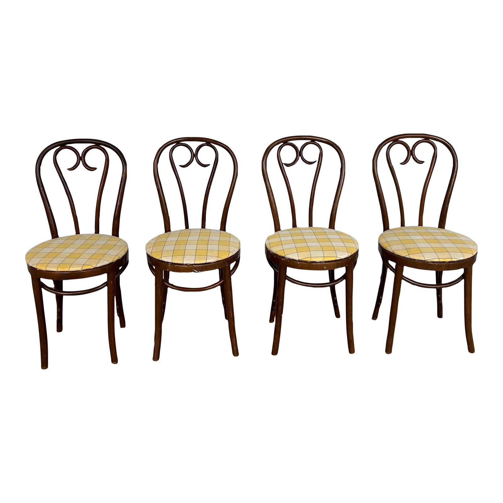 Mid 20th Century Bentwood Cafe Chairs, Wooden, Vintage Set of 4