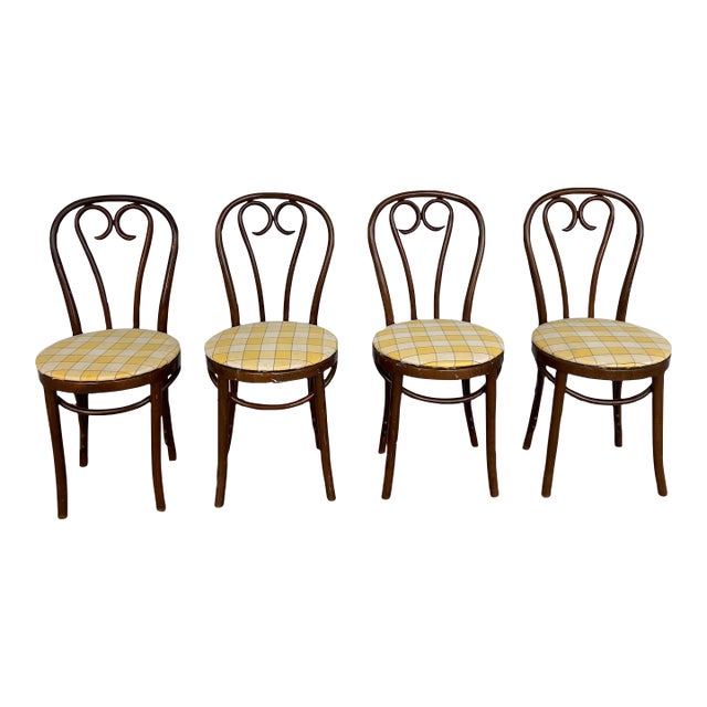 Mid 20th Century Bentwood Cafe Chairs, Wooden, Vintage - Set of 4 For Sale