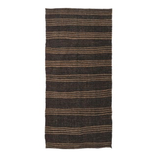 Brown Vintage Striped Kilim Rug - 4`4″ X 9`0″ For Sale