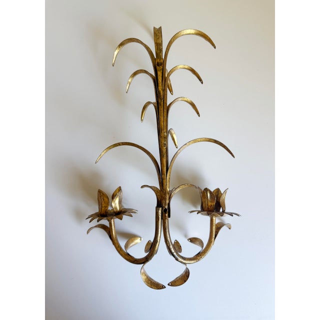 1960s Gilded Toleware Candle Sconces - A Pair For Sale - Image 13 of 13