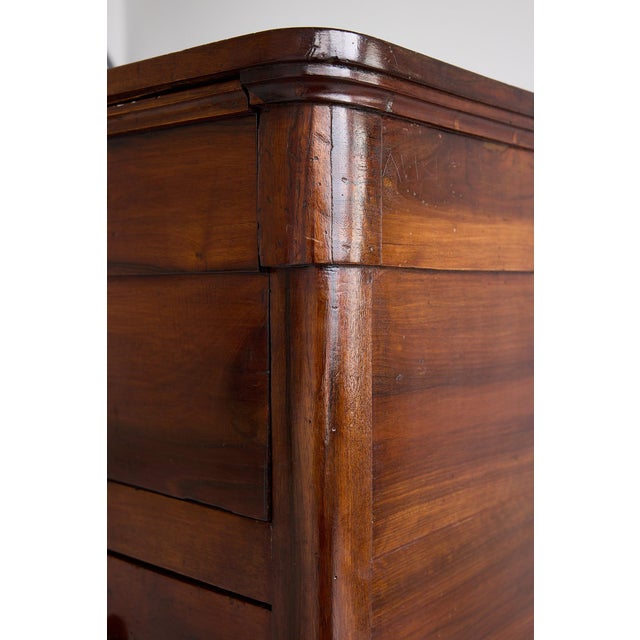 19th Century Italian Walnut Commode, Neoclassical Design, Brass Knobs For Sale - Image 15 of 17