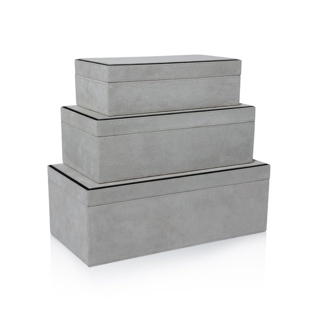 Contemporary Arden Suede Leather Box, Small, Rectangle For Sale - Image 3 of 4