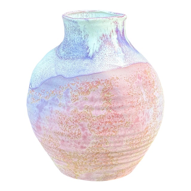 Vintage Foss Creek Pottery Variegated Salt Glaze Vase by Tony Evans For Sale