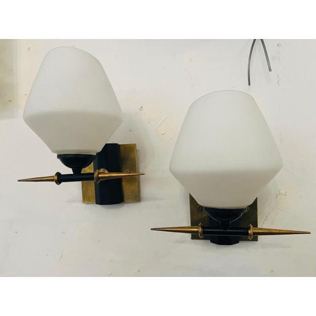 Arlus Pair of French 1960s Arlus Wall Lamps For Sale - Image 4 of 8