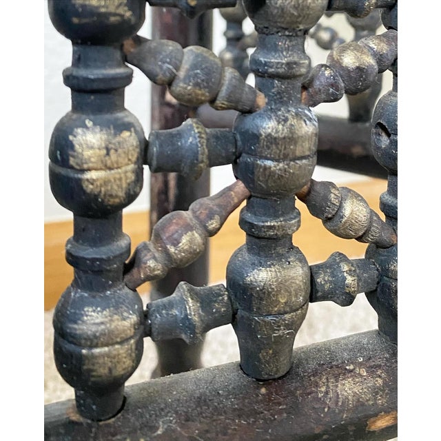 Industrial Moroccan Side Table With Round Raw Steel Top + Weathered Folding Base For Sale - Image 12 of 16