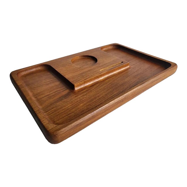 1970 Teak Wood Cheese/Charcuterie Board or Desk Organizer by Kalmar For Sale