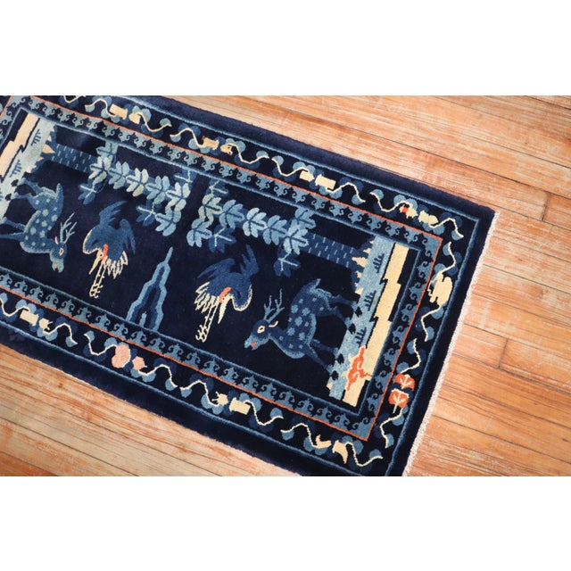 Early 20th Century Zabihi Collection Chinese Pictorial Scatter Size Rug - 2'11" x 3'7" For Sale - Image 4 of 6