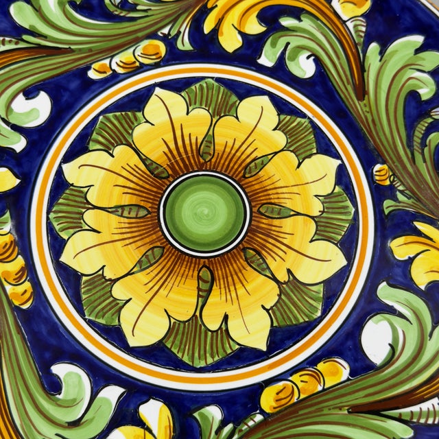 Painted Ceramic Majolica Wall Plate from Giro Dolce Caltagirone, 1960s For Sale - Image 7 of 11