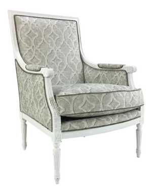 Currey & Co. Gray and White Boxwell Chair