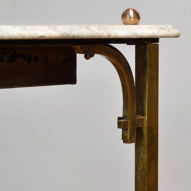 Small Brass Table with Marble Top, 1910s For Sale - Image 14 of 17