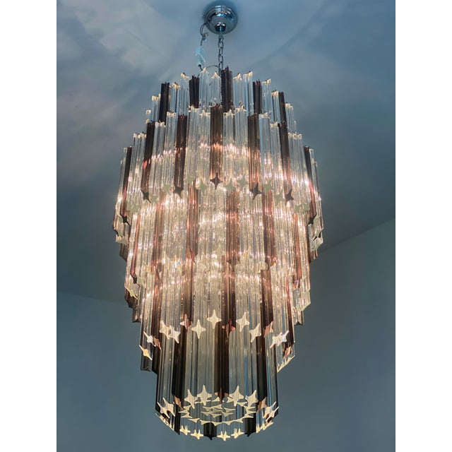 Contemporary Contemporary Quadriedro Fumè and Clear Murano Glass Chandelier For Sale - Image 3 of 9