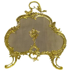 19th Century French Brass Fire Screen in the Rococo Style