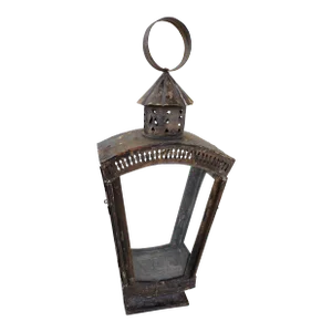 Large Antique Glass and Tole Lantern