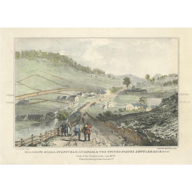 Kilborns Mills at the Canada-U.S. Border, 1800s, Paper For Sale
