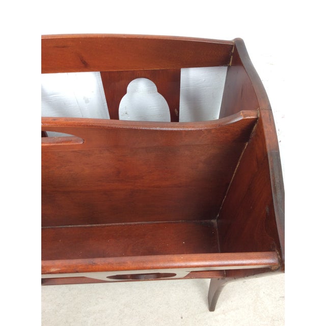 Vintage Solid Wood Magazine Rack With Handle For Sale - Image 16 of 18