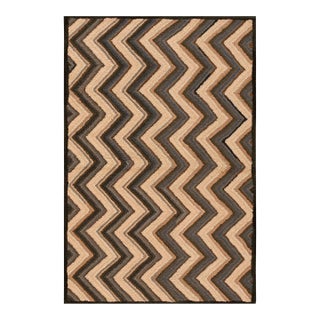 1960s Multicolor Stripe Vintage American Hooked Rug 4'6" X 6' Handknotted Wool Carpet For Sale