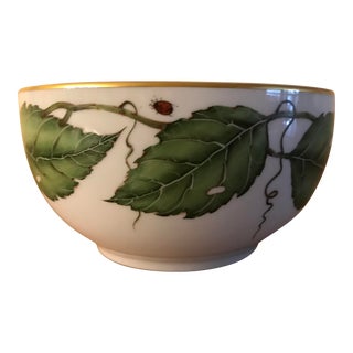 Anna Weatherley Hand-Painted Porcelain Ladybug Bowl Edged in Gold For Sale