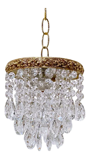 Antique 1920s Italian Bronze Upside Down Layered Chandelier