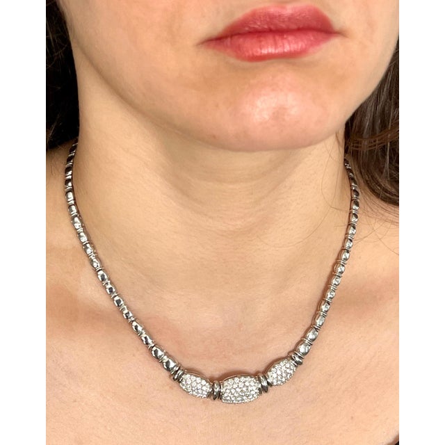 Metal 5.8 Carat VS/G Quality Diamond 18 Karat White Gold Necklace Bridal Estate For Sale - Image 7 of 18