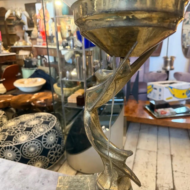 1930s Art Deco Black Marble, Gilded Metal and Milk Glass Italian Table Lamp For Sale - Image 13 of 18