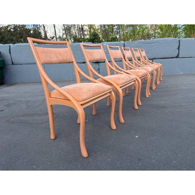 1980s Set of Six Designer Dining Chairs, Art Nouveau Style, 1980s For Sale - Image 5 of 17