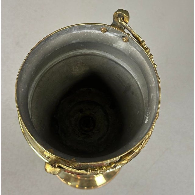 Metal Vintage Brass Champagne Cooler on Pedestal, 1940s For Sale - Image 7 of 9