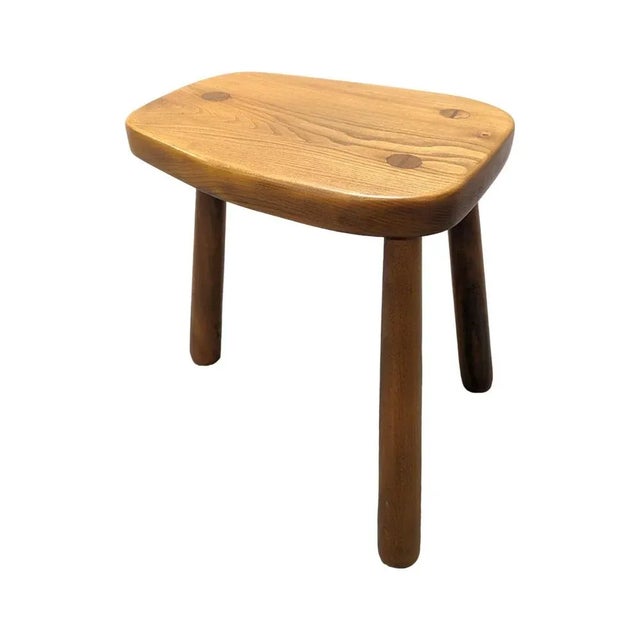 Brutalist Stool in the style of Charlotte Perriand For Sale - Image 4 of 4
