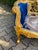 Late 20thC French Louis XVI Blue Velvet Antique Gold Beech Settee For Sale - Image 11 of 14
