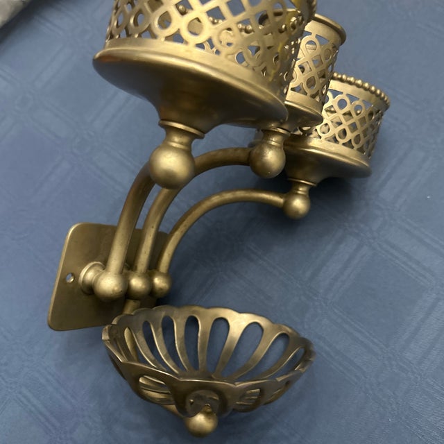 Farmhouse Antique Filagree Brass Nickel Plate Cup Holder Soap Dish Silver & Co. Ny Modern Farmhouse Architectural Salvage Bathroom Accessory Wall Mount For Sale - Image 3 of 12