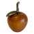 Vintage Carved Wood Apple With Brass Stem For Sale