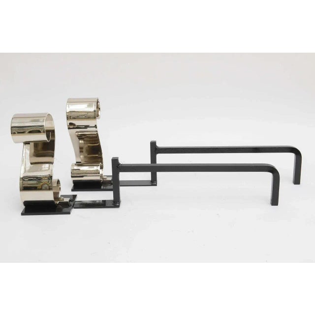 Andirons Modern Nickel Plated, "S Form", For Sale In Miami - Image 6 of 11