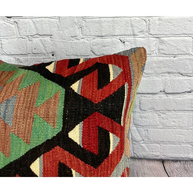Turkish 20 x 20 Kilim Pillow Turkish Cushion Natural Pink Brown Pillow Cushion Cover For Sale - Image 3 of 4