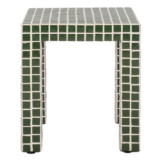 Hotaru Tile Accent Table in Dark Green For Sale