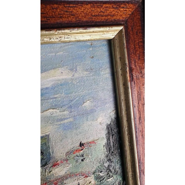 Wood 1970s Original French Oil Painting of Lavender Fields in Provence, Framed Impressionist Landscape For Sale - Image 7 of 9