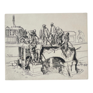 1948 Roger Lyford Men & Hammers Construction Etching