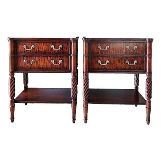 Set of Two Drawer Mahogany Nightstands by Ethan Allen For Sale