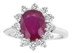 Ruby & Diamond Engagement Ring 3.14cttw 14K White Gold, Size 8