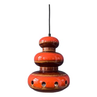 Red Ceramic Pendant Lamp, West Germany For Sale