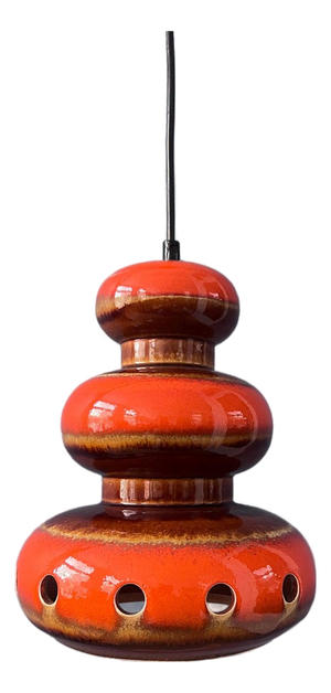 Red Ceramic Pendant Lamp, West Germany