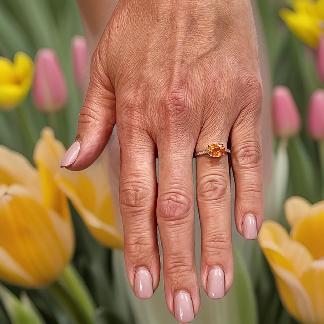 Natural Finely Faceted Quality Orange Sapphire Diamond Ring 6.75 14k W Gold 2.6 TCW Certified $4,950 310584 This is a...
