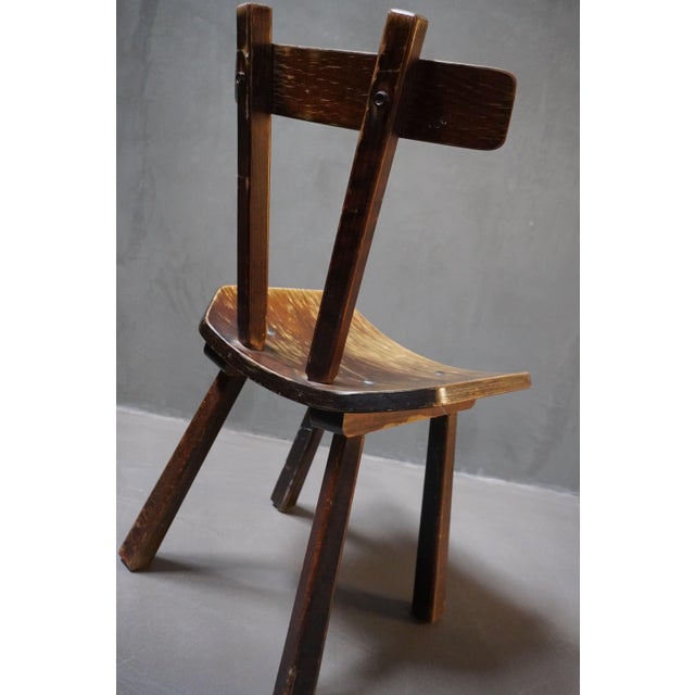Vintage French Brutalist Wooden Chairs, 1950s, Set of 4 For Sale - Image 6 of 18