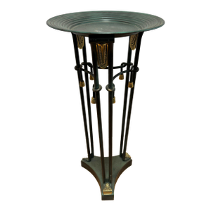 1970s Neoclassical Empire Style Metal Pedestal / Torchère With Brass Accents