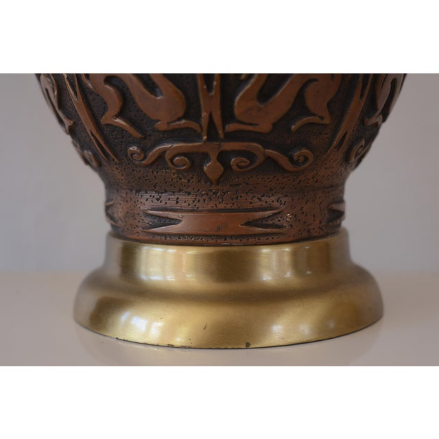 1950s Mid Century Hollywood Regency Ceramic Sgraffito Primitive Art Lamps - A Pair For Sale - Image 11 of 13