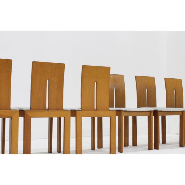 Brown Vintage Italian Dining Room Chairs, 1980s, Set of 8 For Sale - Image 8 of 11