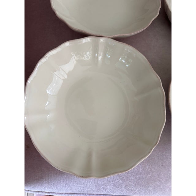 Farmhouse Vintage Portuguese Stoneware Scalloped Serving Bowls/Cream Glazed/Oven & Microwave Safe Set of 4 For Sale - Image 3 of 10